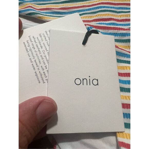 Onia Multicolored Seersucker Lilly Swimsuit Bottoms Woman’s Size XL MSRP-$95 NEW - Picture 5 of 9